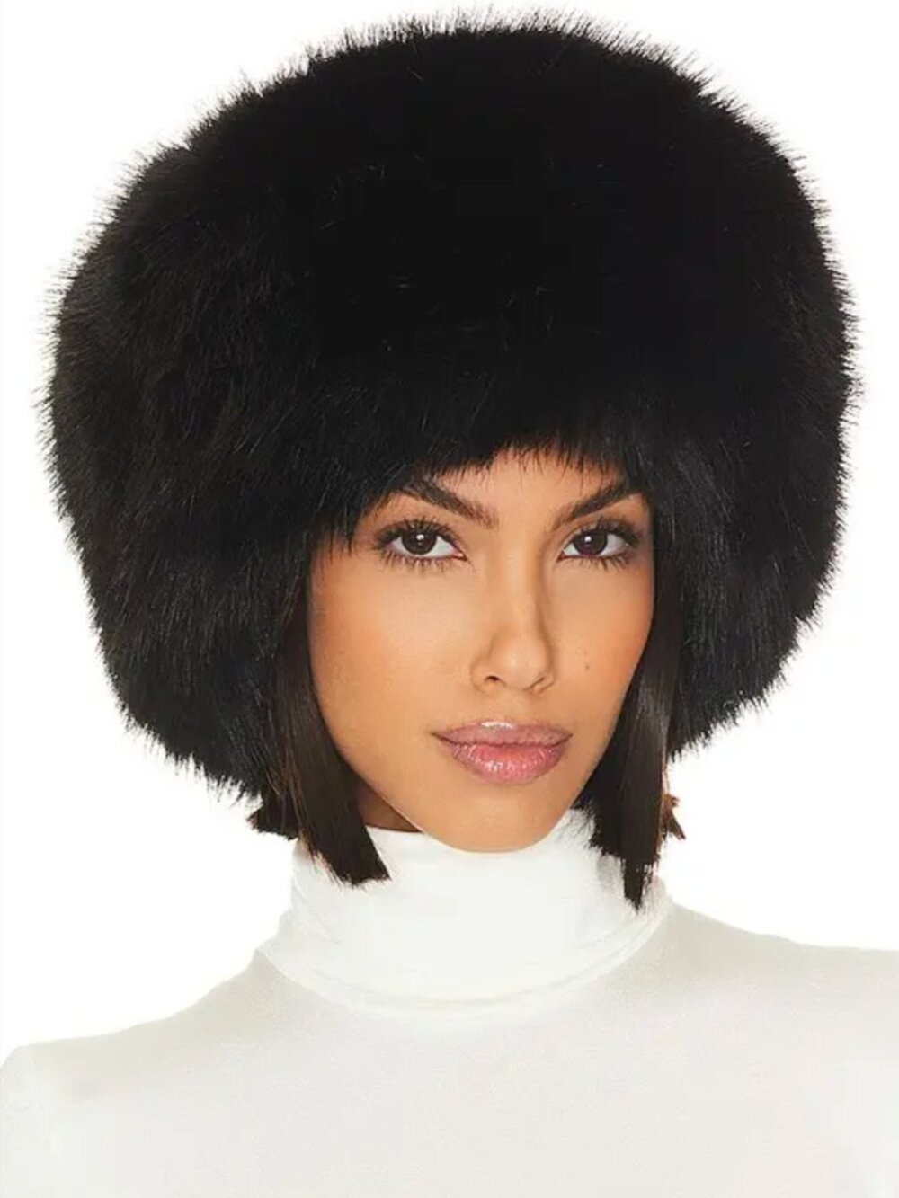 Adrienne Landau Faux Fox Fur Hat in Jet Black Russian Winter Hat